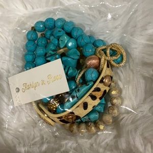 Ashlyn & Rose turquoise leopard bracelet stack